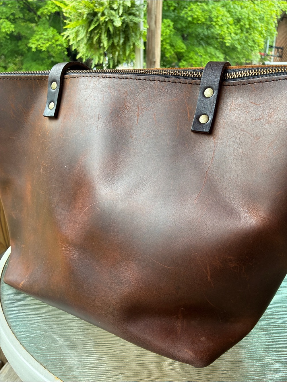 Portland Leather Zippered Large Tote Bag - Picture 6 of 16